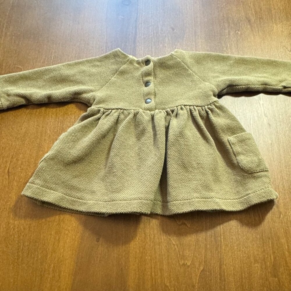 Zara Baby Dress  Beige Knit Long Sleeve With Pockets Size 9-12 Months